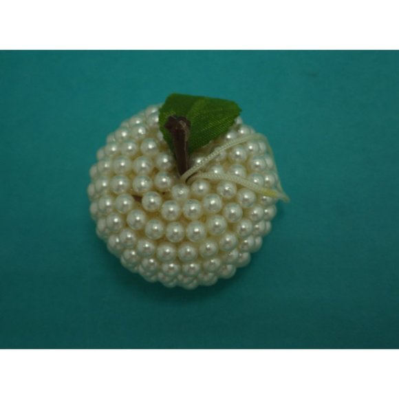 Pearl Apple Ornament Faux Pearled Beaded Fruit - Picture 4 of 6
